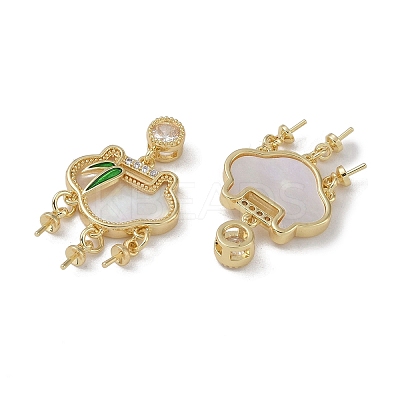 Brass & Shell & Clear Cubic Zirconia Pendants KK-G497-19G-1
