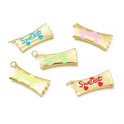 Real 18K Gold Plated Brass Enamel Pendants KK-A150-06G-RS-1