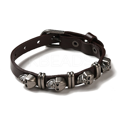 Alloy Skull Rivets Bracelet BJEW-C037-03B-1
