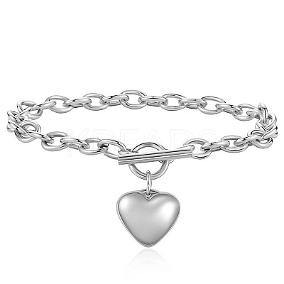 Heart 304 Stainless Steel Charm Bracelets FS-WGBF13B-02-1