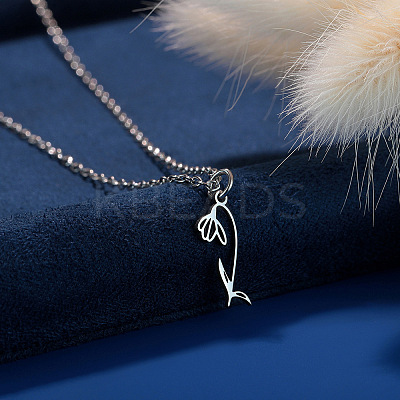 304 Stainless Steel Flower Outline Pendant Necklaces for Women FS-WG8525C-02-1