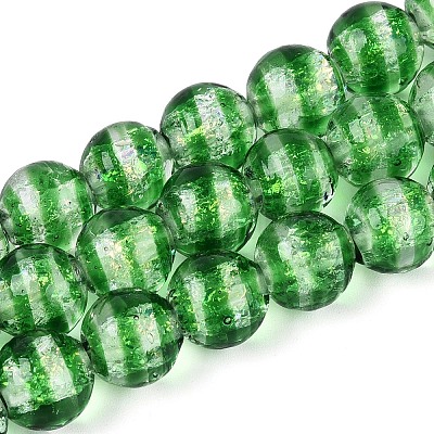 Handmade Foil Glass Beads Strands FOIL-N033-05D-1