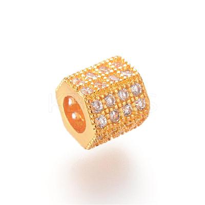 Brass Micro Pave Cubic Zirconia European Beads ZIRC-S053-YS012-4-1