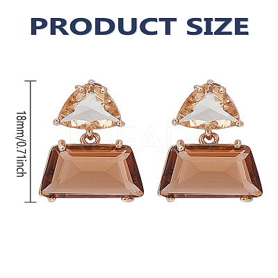 2Pcs K9 Glass Triangle with Trapezoid Dangle Stud Earrings EJEW-LP0004-61-1