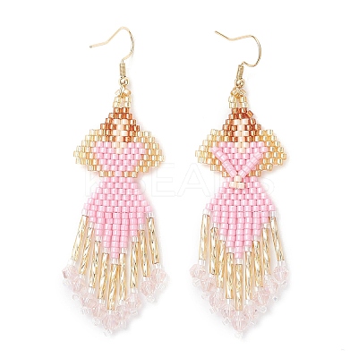 Angel Handmade Glass Seed Beads Dangle Earrings EJEW-MZ00538-03-1