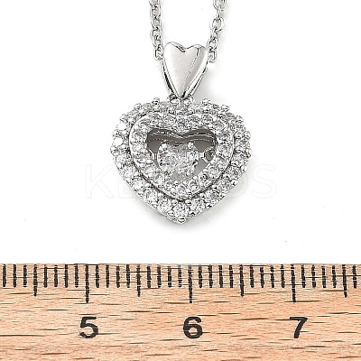 Heart 304 Stainless Steel Micro Pave Cubic Zirconia Pendant Necklaces for Women LS-NJEW-D288-05P-1