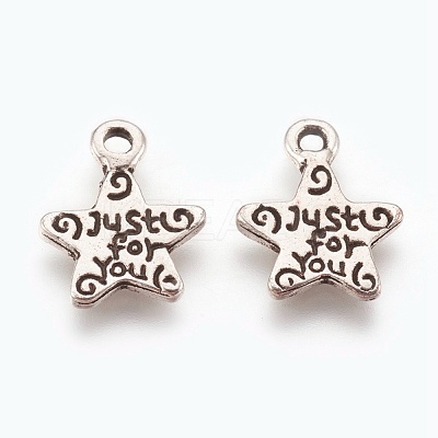 Gift Ideas for Men On Valentines Day Tibetan Style Alloy Star Carved Word Just for You Message Charms LF1272Y-1
