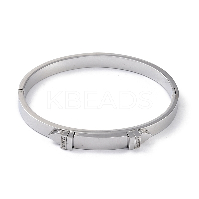 Arrow 304 Stainless Steel with Crystal Rhinestone Hinged Bangles BJEW-G700-03P-1