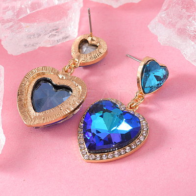 Zinc Alloy Glass Heart Dangle Stud Earrings LS-TC4756-1-1