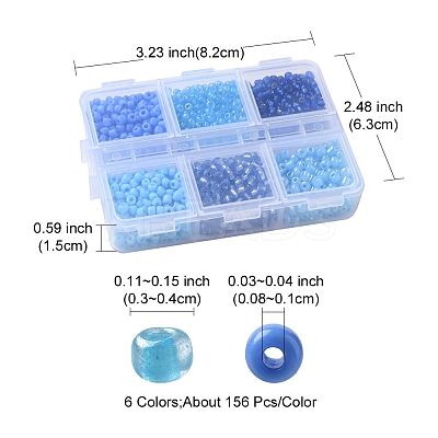 936Pcs 6 Style Glass Seed Round Beads SEED-FS0001-07-1