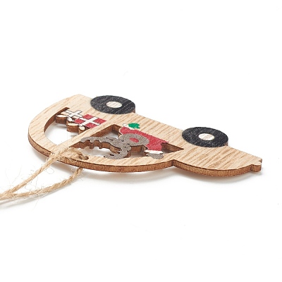 Christmas Themed Natural Wood Pendant Decorations HJEW-P010-01-1