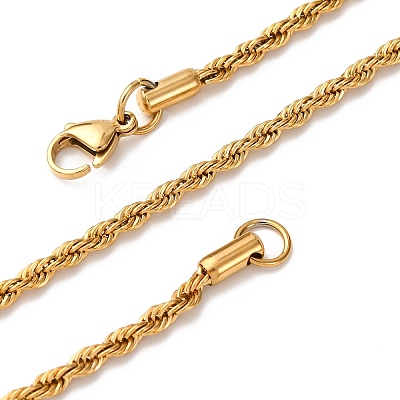 3MM 304 Stainless Steel Rope Chain Necklaces NJEW-P338-01A-G-1