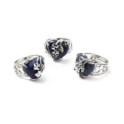 Natural & Synthetic Gemstone Adjustable Rings RJEW-P043-03P-1