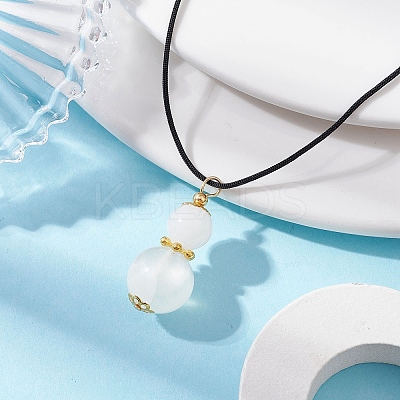 Natural Selenite Gourd Pendant Necklaces NJEW-JN05246-03-1