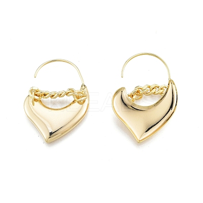 Brass Heart Dangle Earrings for Women EJEW-G322-30G-1
