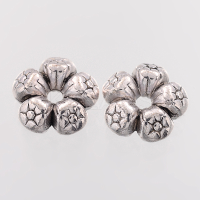 Heart Tibetan Style Charms Tibetan Silver Spacers Beads AC0752-NF-1