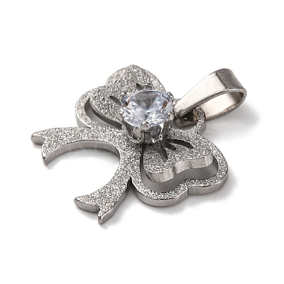 304 Stainless Steel Cubic Zirconia Pendants STAS-U018-01P-1