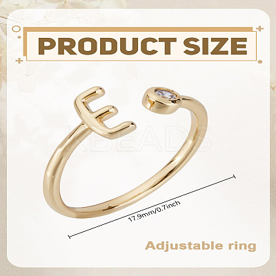 1Pc Brass Micro Pave Clear Cubic Zirconia Open Cuff Rings for Women RJEW-LP0002-37E-1