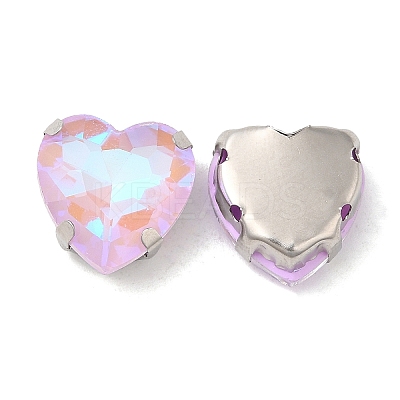 Mocha Fluorescent(MI) Heart Sew on Rhinestone GGLA-C001-01A-P06-1