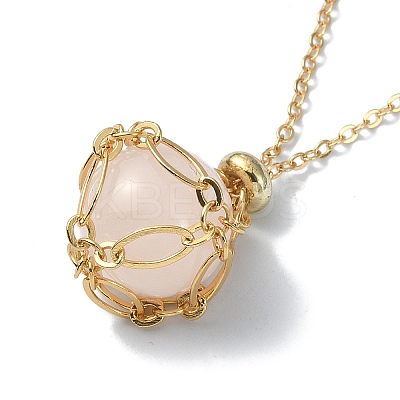 Natural Mixed Gemstone Round Pendant Necklaces NJEW-JN04565-1