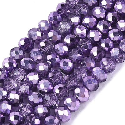 Transparent Electroplate Glass Beads Strands EGLA-Q131-01A-04-1
