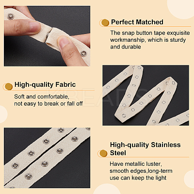 5 Yards 201 Stainless Steel Snap Button Tape DIY-FH0006-03-1