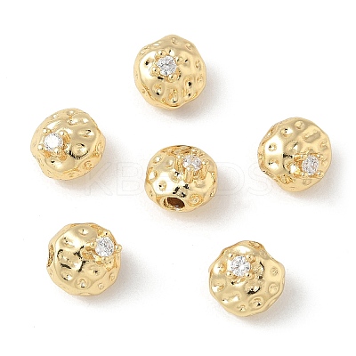 Brass Micro Pave Clear Cubic Zirconia Beads CU-CBA9FFD-10G-1