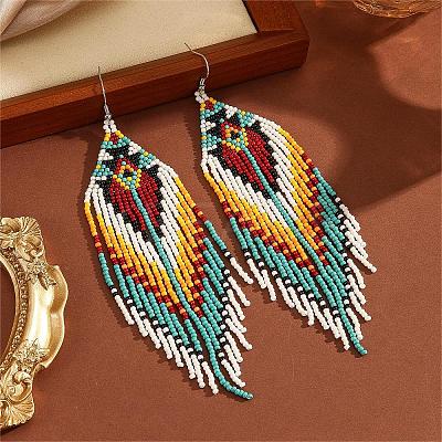 Bohemian Style Handmade Glass Bead Dangle Earrings for Daily Wear LS-ZP1503-1