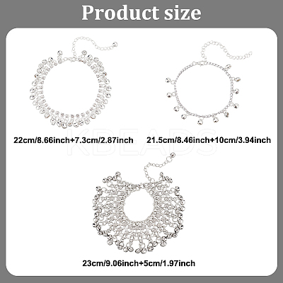 6Pcs 3 Styles Alloy Bell Charms Anklets for Women AJEW-AN0007-11-1