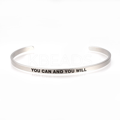 Tarnish Resistant 304 Stainless Steel Cuff Bangles X-BJEW-Q685-08-1