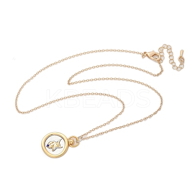 Brass Twelve Constellations Tarot Pendant Necklaces LS-NJEW-Q006-01D-G-1