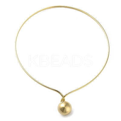 304 Stainless Steel Round Ball Pendant Choker Necklaces LS-NJEW-D058-01G-1