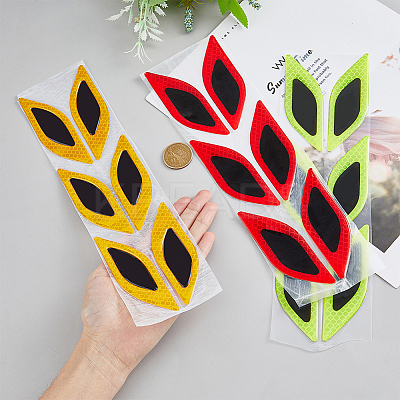3 Sets 3 Colors Leaf Shape Resin Car Door Protector Anti-collision Strip Sticker STIC-FH0001-15A-1