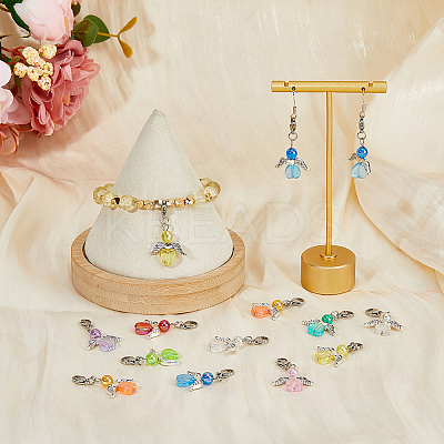 36Pcs 9 Colors Transparent Acrylic Angel Charm Decorations HJEW-AB00668-1