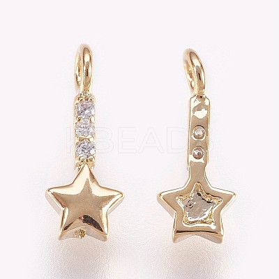 Brass Micro Pave Cubic Zirconia Charms X-KK-P157-06G-NF-1