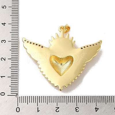 Rack Plating Brass Micro Pave Cubic Zirconia with Epoxy Resin Pendants KK-P241-39G-1