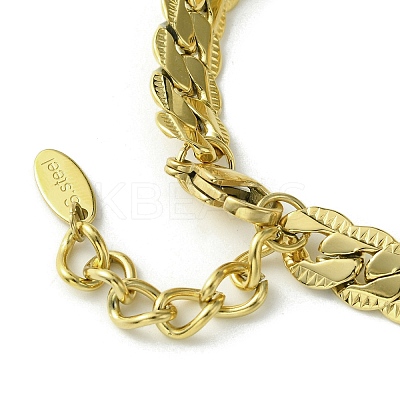 Natural Shell & Cubic Zirconia Rectangle Link Bracelet BJEW-Q775-04G-1