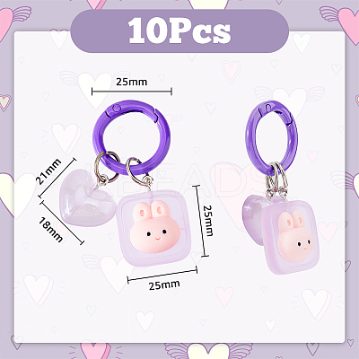 10Pcs Luminous Resin Keychain KEYC-DC0011-12-1