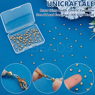 100Pcs Brass Crimp Beads Covers KK-UN0003-51-1