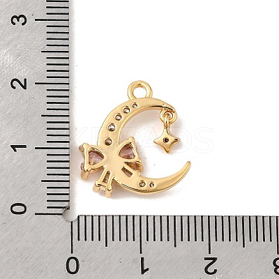 Brass Pave Pink and Clear Cubic Zirconia Pendants KK-P340-54G-1