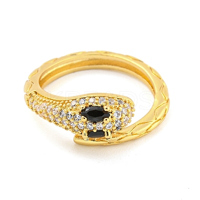304 Stainless Steel Cubic Zirconia Open Cuff Ring for Women LS-RJEW-S406-05G-02-1