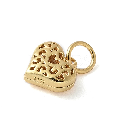 925 Sterling Silver 3D Hollow Flower Heart Charms STER-M099-02G-1