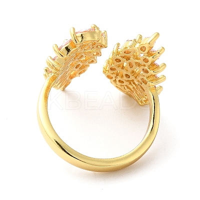 Cubic Zirconia Wing Open Cuff Rings RJEW-Q167-01G-01-1