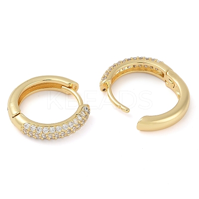 Rack Plating Ring Brass Micro Pave Cubic Zirconia Hoop Earrings EJEW-Z059-12G-01-1
