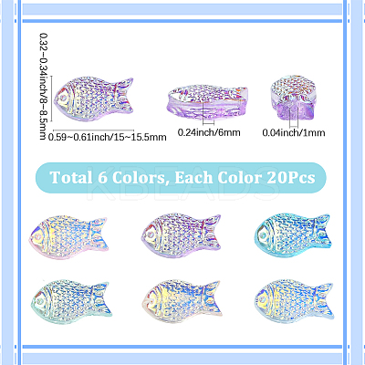 100Pcs 5 Colors  Fish Handmade Glass Beads GLAA-SC0002-80C-1