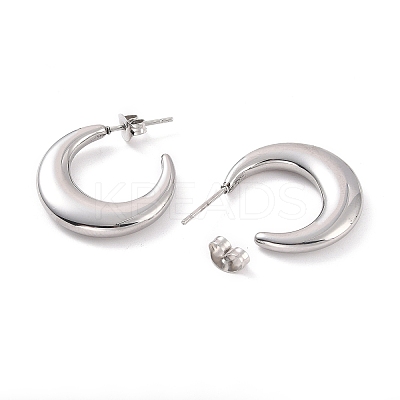 Non-Tarnish 304 Stainless Steel Crescent Moon Stud Earrings for Women LS-EJEW-F280-05D-P-1