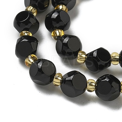 Natural Black Onyx(Dyed & Heated) Beads Strands G-K387-A03-01-1