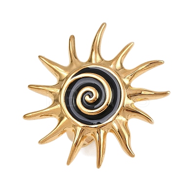 304 Stainless Steel Enamel Cuff Rings for Women RJEW-L133-02G-1