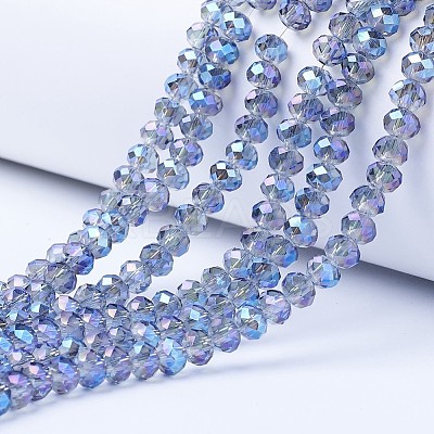 Electroplate Transparent Glass Beads Strands EGLA-A034-T2mm-Y02-1