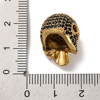 Skull Shape Rack Plating Brass with Cubic Zirconia Beads KK-S406-14G-1